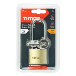 Timco Padlock Brass Long Shackle 40mm